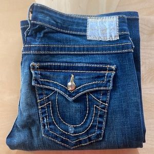NWT True Religion Womens Boot Cut Jeans Disco Gold Joey Size 30